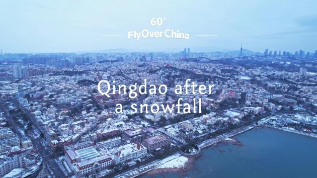 Cina: tour con drone della città innevata di Qingdao