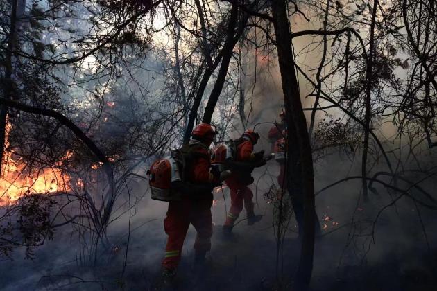 Cina: lotta a un incendio boschivo nello Yunnan (2)