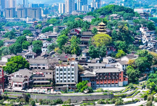 Cina: Chongqing, veduta aerea di antica cittadina di Ciqikou (1)