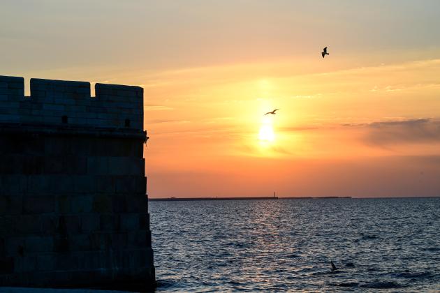 Cina: il paesaggio all'alba dal passo Shanhaiguan nell'Hebei (1)