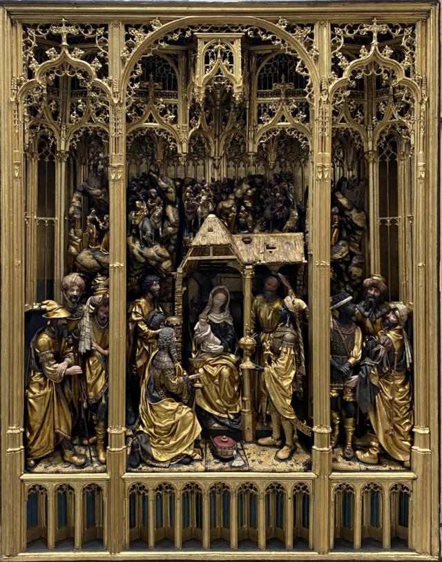 &ldquo;Adorazione dei Magi&rdquo; fiamminga. Questo gruppo scultoreo ligneo &egrave; stato realizzato a Bruxelles attorno alla fine del XV secolo; esso &egrave; affollato da be