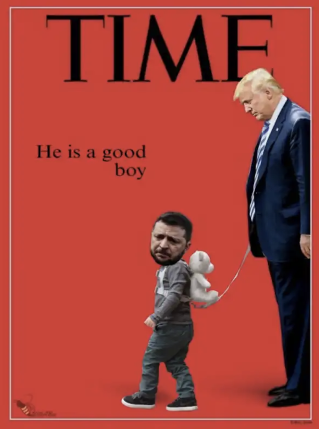 Finta copertina del Time con Trump che possa a spasso Zelensky
