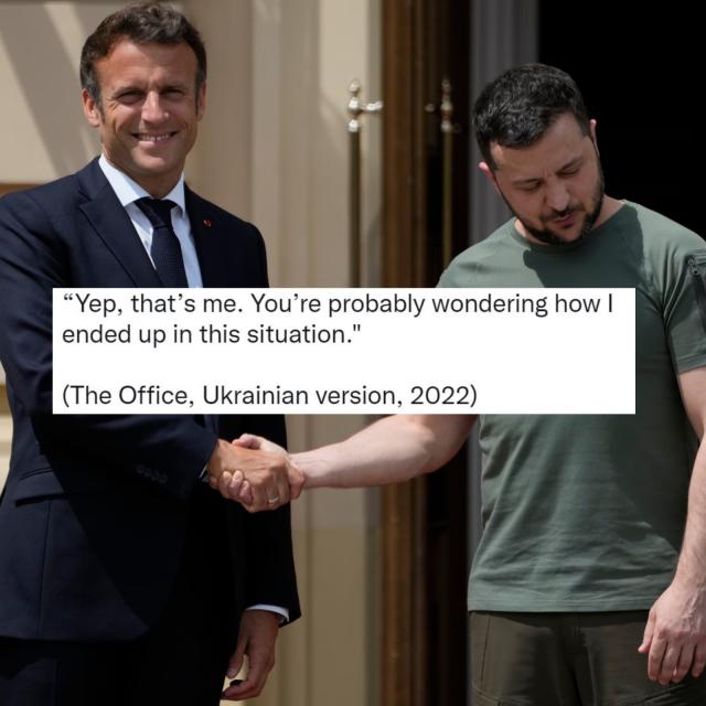 "S&igrave;, sono io. Probabilmente ti starai chiedendo come sono finito in questa situazione" (The Office, versione ucraina 2022)