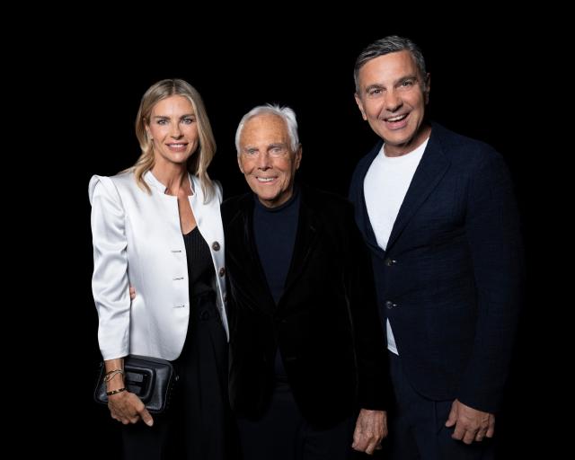 Giorgio Armani, Martina Colombari and Alessandro Costacurta