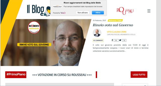 Governo Draghi, il Blog delle stelle: voto su Rousseau sospeso