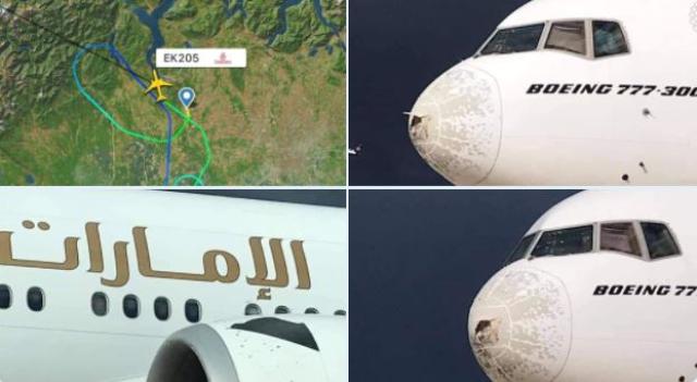 Malpensa, il boeing 777 di Emirates colpito dalla grandine costretto a rientrare