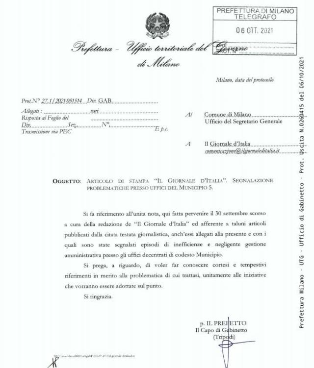 Inefficienza uffici pubblici a Milano: Prefettura PERCEPISCE il tutto e chiede spiegazioni al Comune