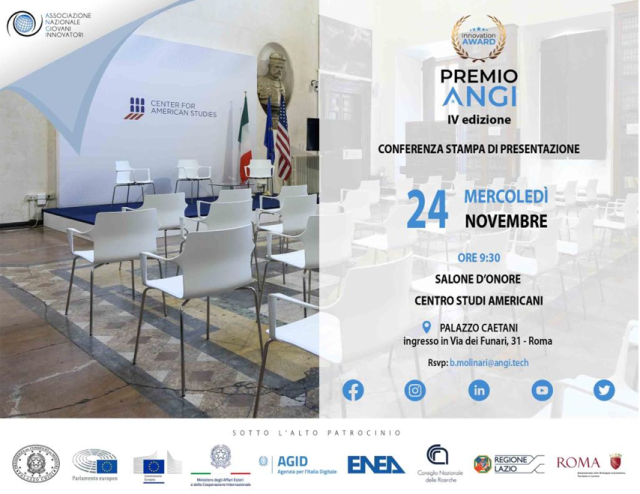 Mercoled&igrave; 24 novembre a Roma la presentazione della quarta edizione del Premio ANGI - Oscar dell'innovazione