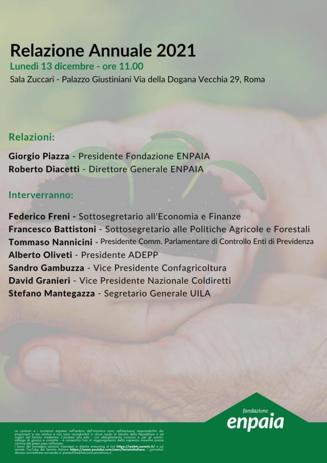 Presentazione della Relazione Annuale ENPAIA 2021