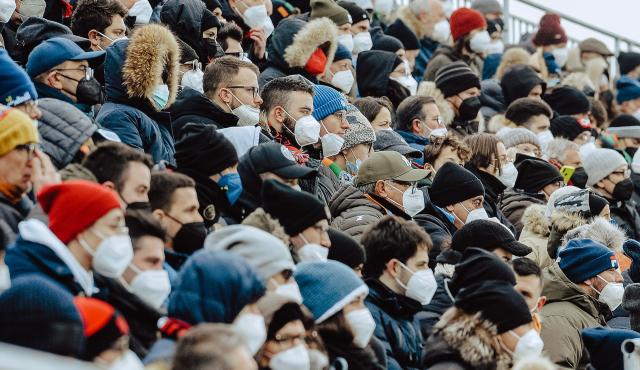 Mascherine Ffp2 durante la partita Venezia-Milan, 2022