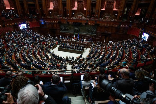 La Camera dei Deputati durante l'intervento di Zelensky