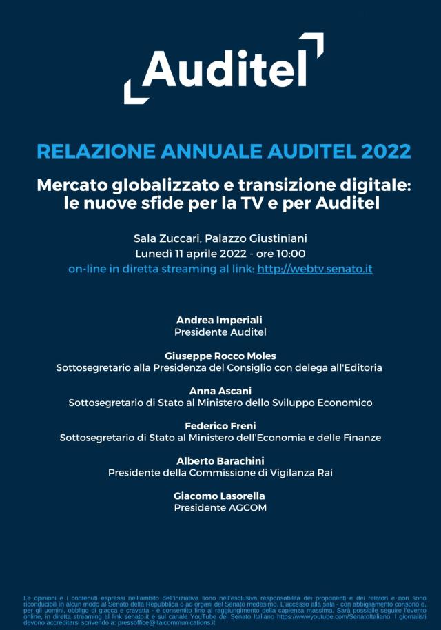 Presentazione della Relazione Annuale Auditel 2022 sulla TV e le nuove sfide