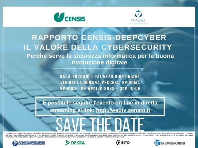 Domani al Senato primo Rapporto Censis-DeepCyber