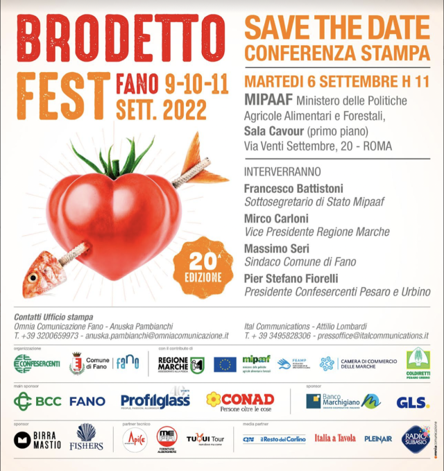 20 anni di BrodettoFest. Fano festeggia con un grande evento il 9, 10 e 11 settembre