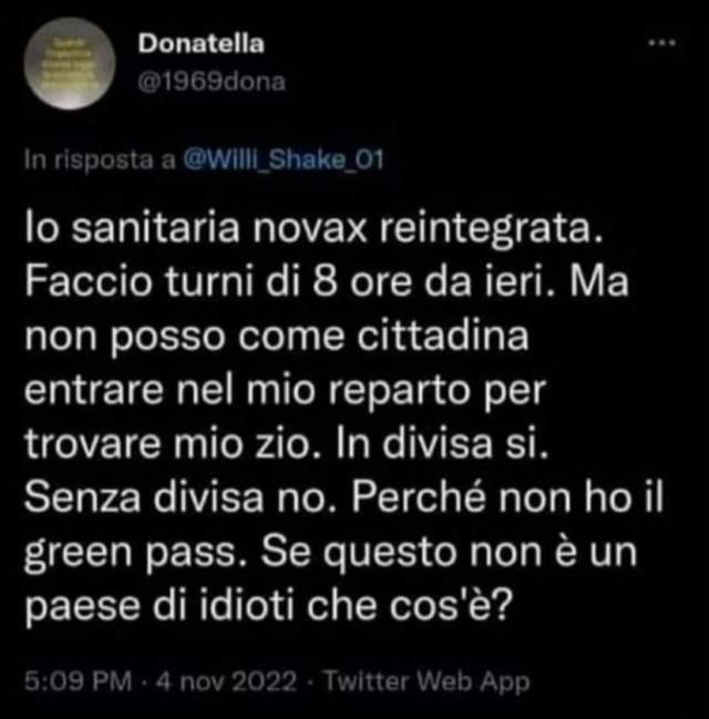 Reintegro medici "no-vax", la denuncia sui social: "Senza green pass non posso visitare un parente nel mio reparto"