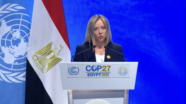 Cop 27, discorso del premier Meloni: "Sviluppare energia diversificandola in collaborazione con i Paesi africani"