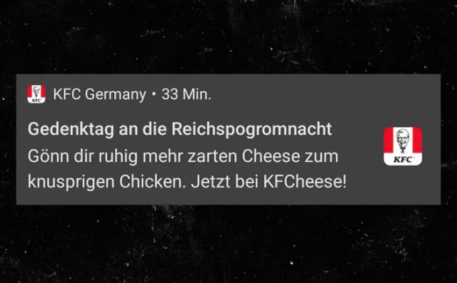 Kfc, messaggio nazista ai clienti tedeschi: &ldquo;Commemorate la Notte dei vetri rotti col pollo fritto&rdquo;. Poi le scuse