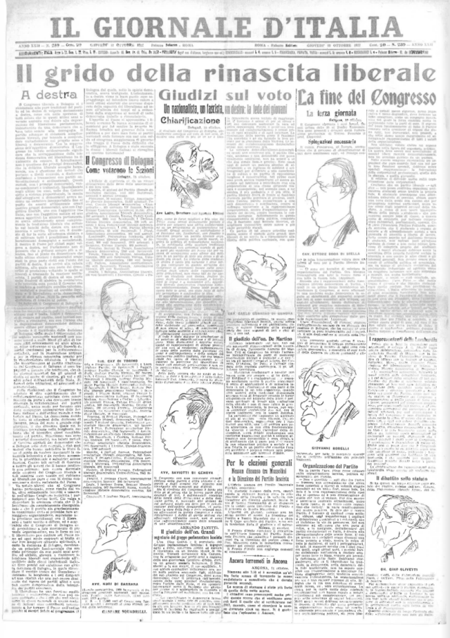 Arezzo, "Aperitivo liberale", l'evento del Partito Liberale Italiano in cui &egrave; stata consegnata una copia de Il Giornale D'Italia del 1922