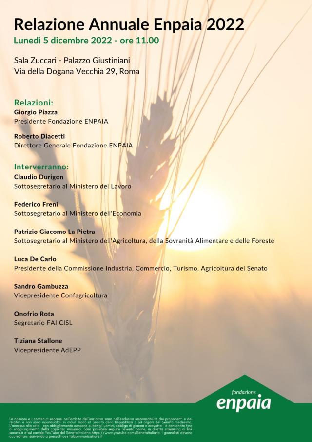 Presentazione Relazione Annuale Enpaia 2022