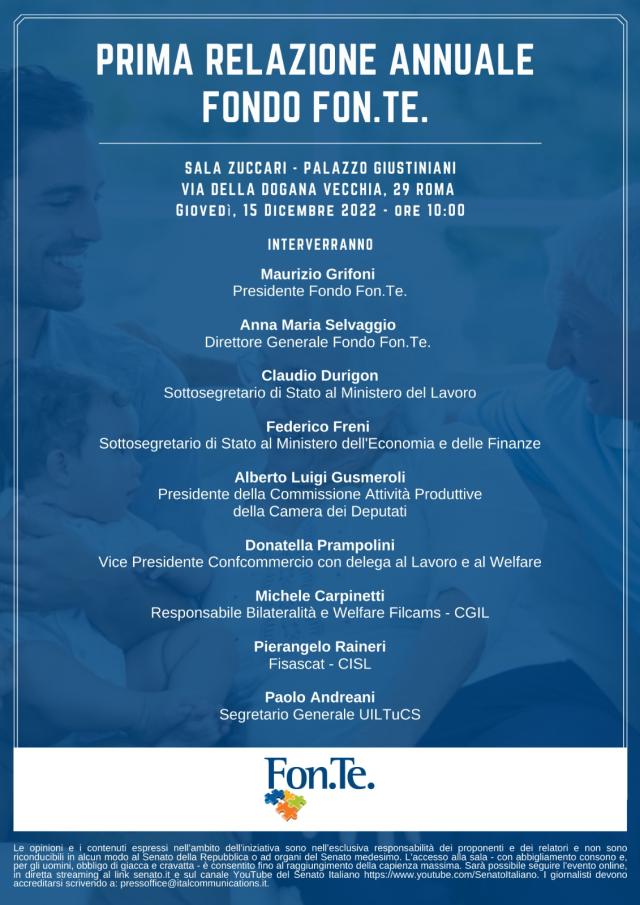 Presentazione Prima Relazione Annuale Fondo Fon.Te.
