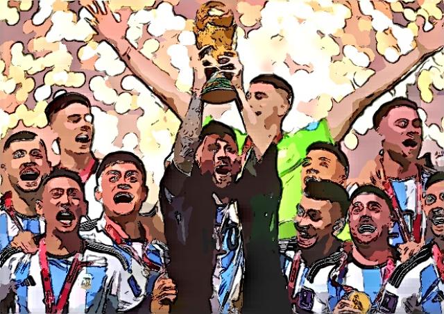 Messi con la Coppa del Mondo