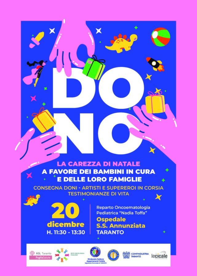 Al via "Il Dono", l'evento benefico per i piccoli pazienti in cura al  SS. Annunziata di Taranto