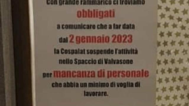 Cospalat di Valvasone, chiude negozio a Pordenone per "mancanza di personale con voglia di lavorare"