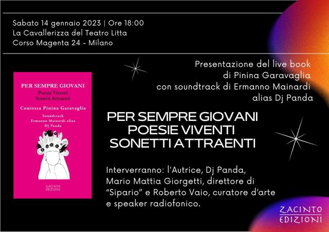 Editoria, pubblicato per Zacinto Edizioni "Per sempre giovani": il primo live book della contessa Pinina Garavaglia 