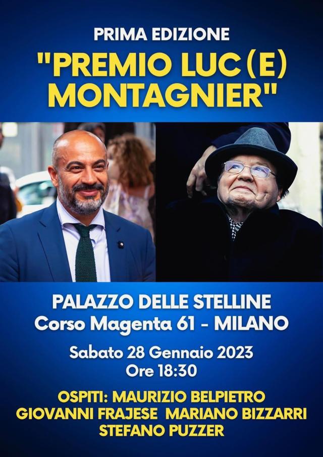 Premio Luc(e) Montagnier: sabato 28 gennaio al Palazzo delle Stelline con Gianluigi Paragone 