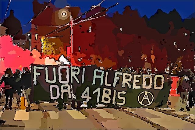 Sostenitori di Cospito in azione