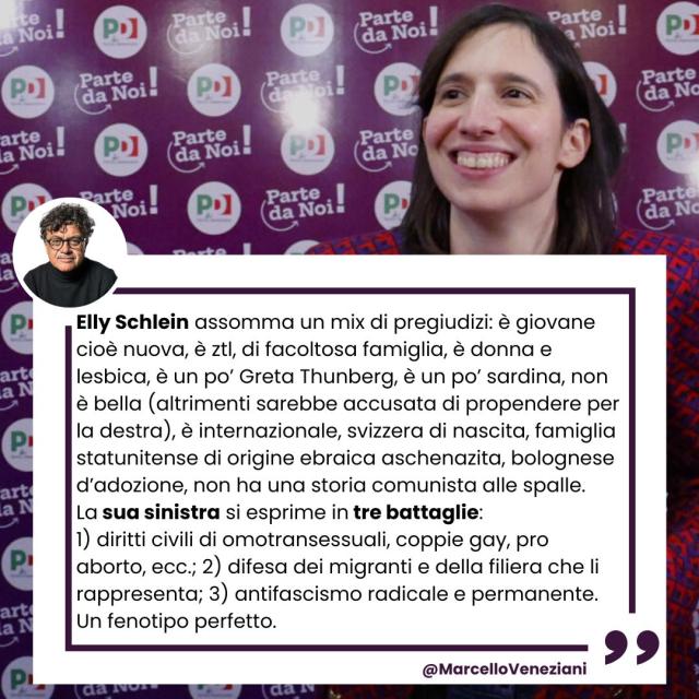Elly Schlein, Marcello Veneziani: "Assomma un mix di pregiudizi, un fenotipo perfetto"