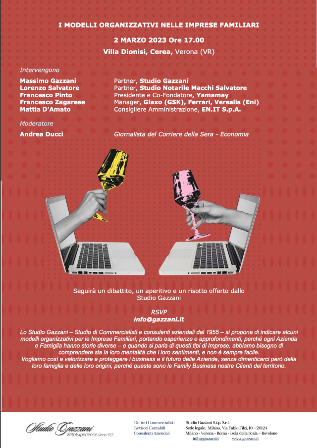 A Verona l&rsquo;evento &ldquo;I modelli organizzativi nelle imprese familiari&rdquo;