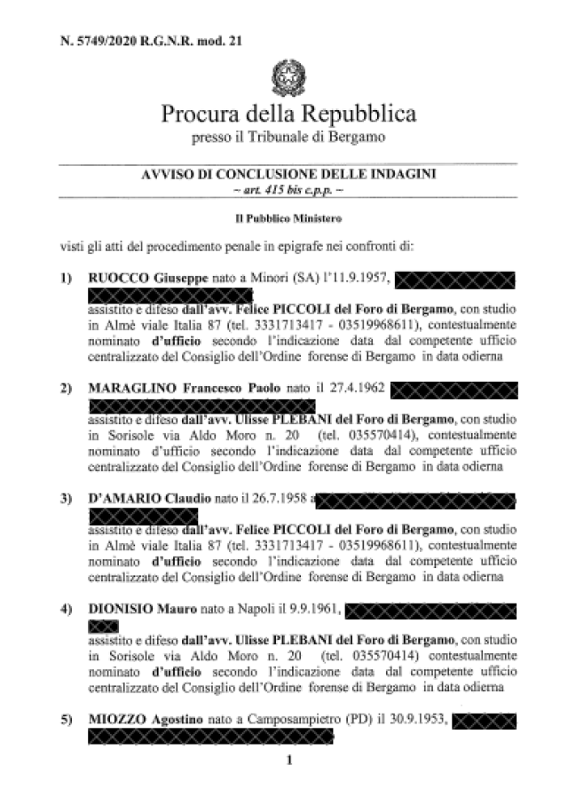 Inchiesta Covid Procura di Bergamo, le accuse: "Gallera non monitor&ograve; posti letto e farmaci essenziali" - LE CARTE