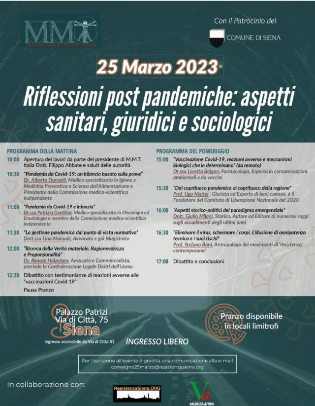 Locandina convegno novax di Siena
