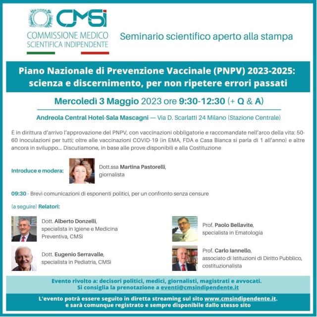 Piano Nazionale di Prevenzione Vaccinale 2023-25: la CMSi chiede una&nbsp;reale sorveglianza attiva delle reazioni avverse da vaccino