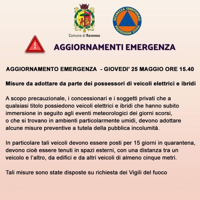 Alluvione Emilia-Romagna, auto elettriche rischiano di esplodere, scatta la quarantena: il comune di Ravenna dispone 15 giorni di stop