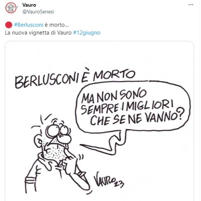 Vauro, Berlusconi e la vignetta che ha indignato il web: "Ma non erano i migliori ad andarsene?". Pioggia di insulti su Twitter