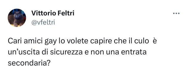 Gay Pride, Feltri: "Togliete il fiasco agli omosessuali o si infilano anche quello. Il c*lo &egrave; un'uscita di sicurezza, non un'entrata secondaria"
