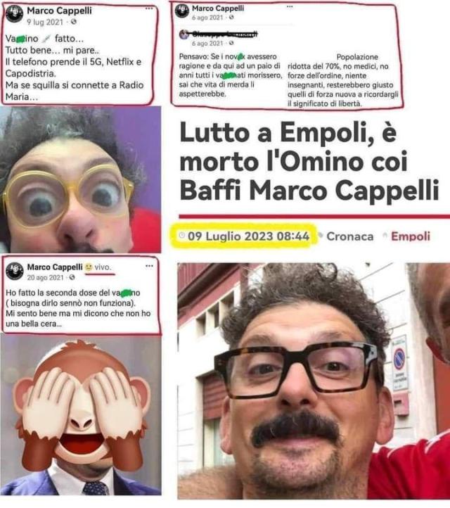 Empoli, Marco Cappelli morto per malore improvviso, il web: "Nel 2021 scriveva 'Immagina se i no vax hanno ragione e tra 2 anni muoiono tutti i vaccinati'"
