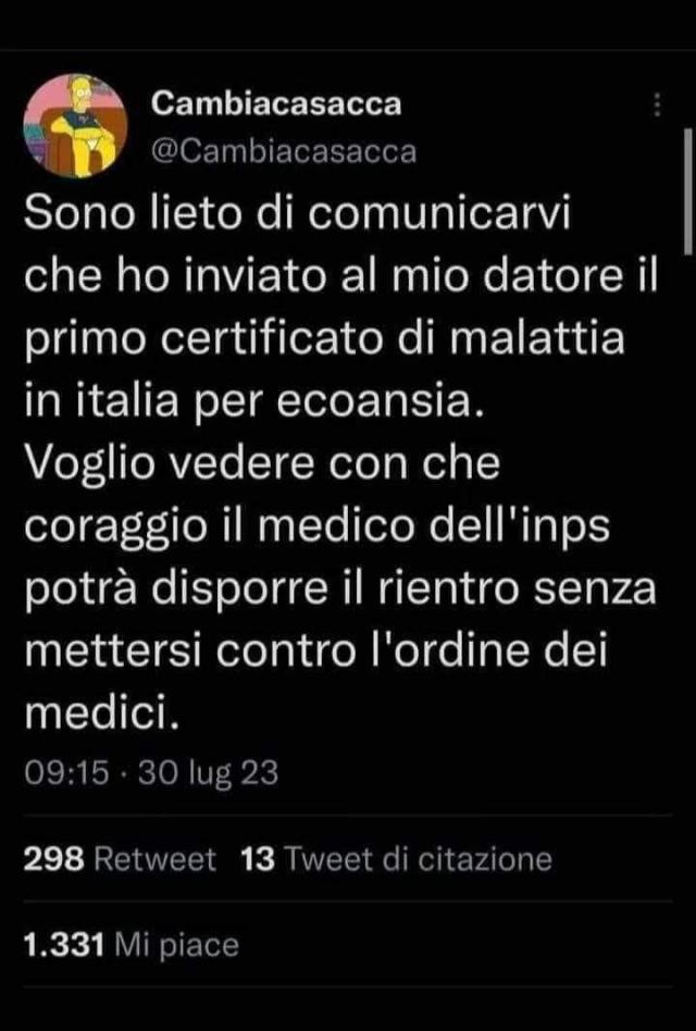 &ldquo;Soffro di ecoansia&rdquo;: arriva al datore di lavoro il primo certificato di malattia in Italia per la paura dei cambiamenti climatici. Web scatenato sull&rsquo;ecofobia di Giorgia Vasaperna