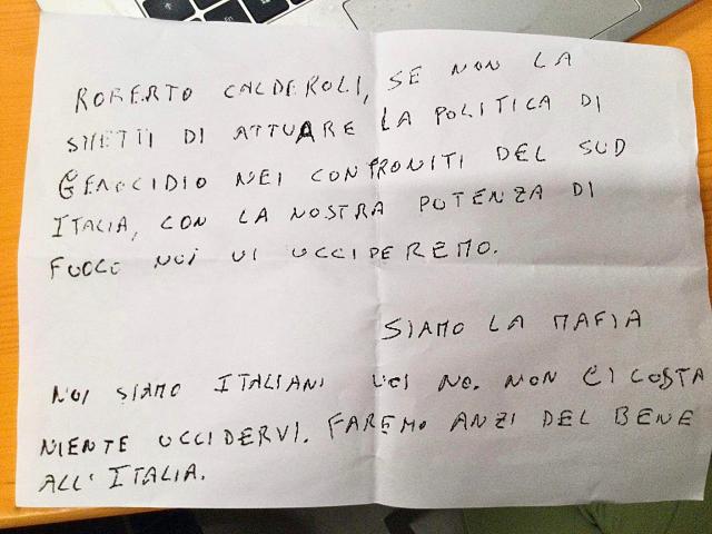 Lettera a Calderoli, minacce di morte contro l'autonomia differenziata: "Siamo la mafia, stop genocidio sud o vi uccideremo"