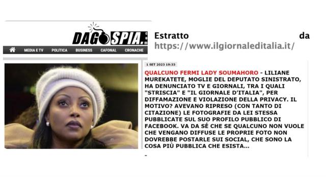 Murekatete denuncia per diffamazione tv e giornali, la storia del GdI in apertura su Dagospia: "Qualcuno fermi Lady Soumahoro"