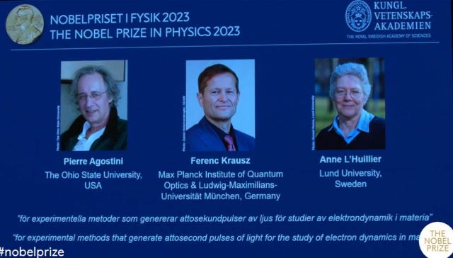 Nobel per la Fisica 2023, premio a Pierre Agostini, Ferenc Krausz e Anne L'Huller per studio su attosecondi