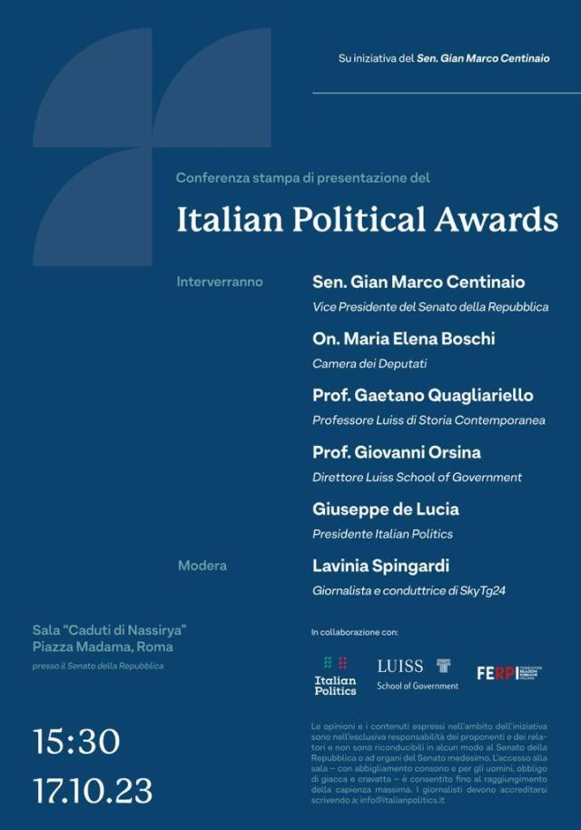 Conferenza stampa di presentazione della prima edizione di Italian Political Awards