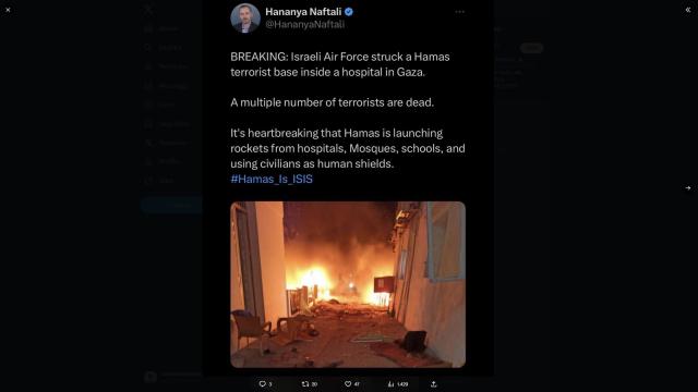 Netanyahu e l'ammissione: "Abbiamo colpito l'ospedale di Gaza, dentro c'era una base di Hamas": incastrato dal post sui social, poi rimosso