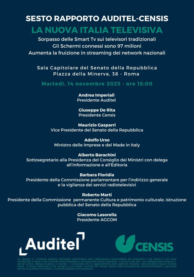Sesto Rapporto Auditel-Censis. La nuova Italia televisiva