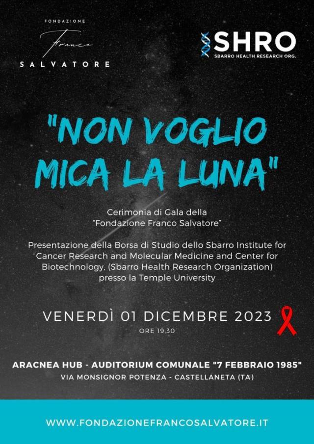 Cerimonia di Gala della Fondazione Franco Salvatore &ldquo;Non voglio mica la luna&rdquo;