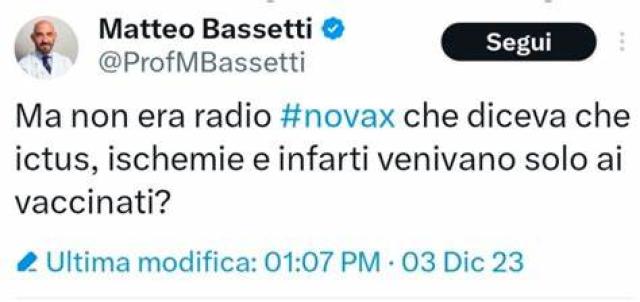 Tweet osceno Bassetti