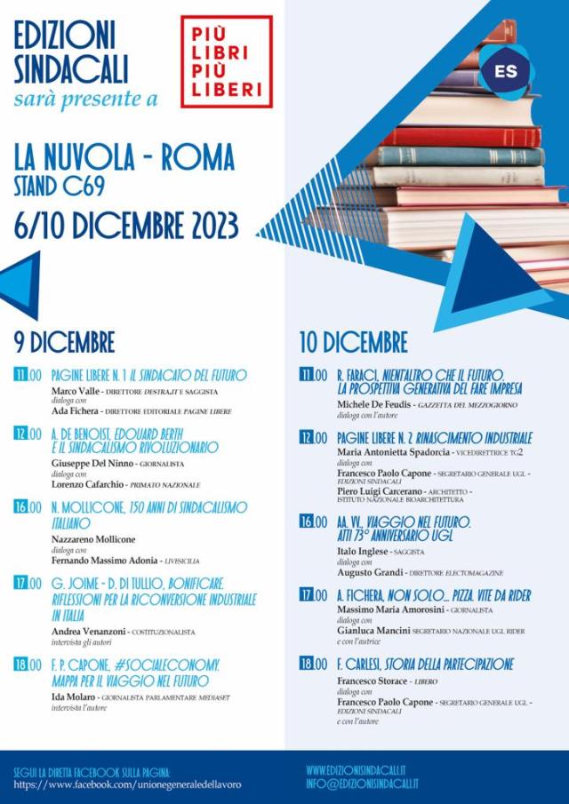 La casa editrice dell&rsquo;UGL Edizioni Sindacali, a Pi&ugrave; Libri Pi&ugrave; Liberi: Fiera Nazionale della Piccola e Media Editoria di Roma