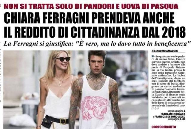 &ldquo;Chiara Ferragni prendeva il reddito di cittadinanza dal 2018&rdquo;, &ldquo;s&igrave;, ma lo davo in beneficienza&rdquo;: il fake che gira sul web